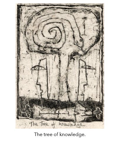The tree of knowledge painted by artist Mike Heseltine.
