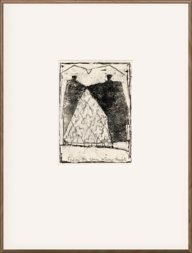 Finding the space between thoughts print in frame.