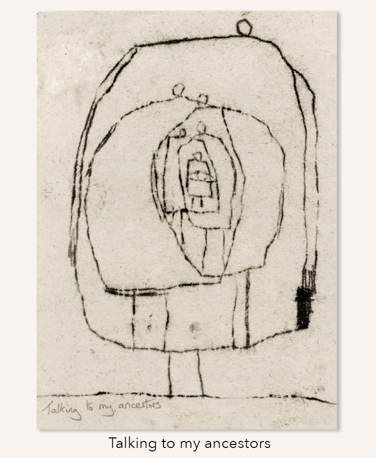 Talking to my ancestors by buddhist artist Mike Heseltine.