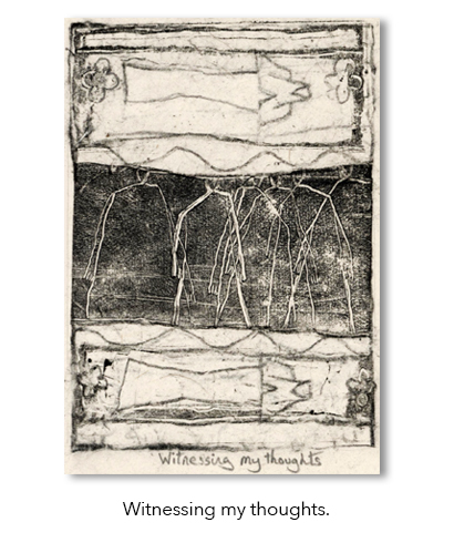 Witnessing my thoughts painting. Buddhist art.