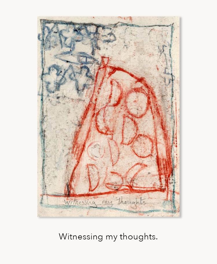 Witnessing my thoughts painting. Buddhist art.