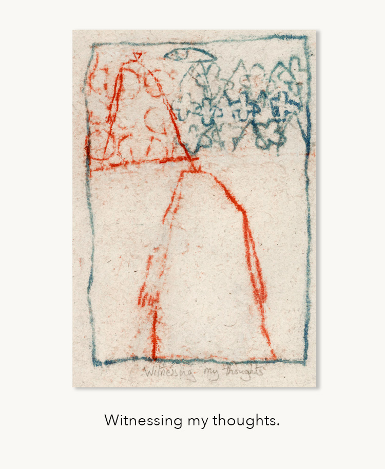 Witnessing my thoughts painting. Buddhist art.